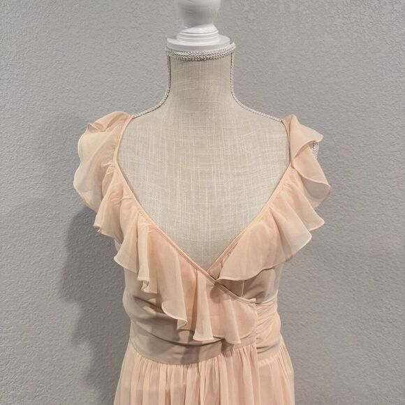 Ceremony by Joanna August Lacy Ruffle Trim Wrap Chiffon Gown Dress Size XS - Picture 5 of 13